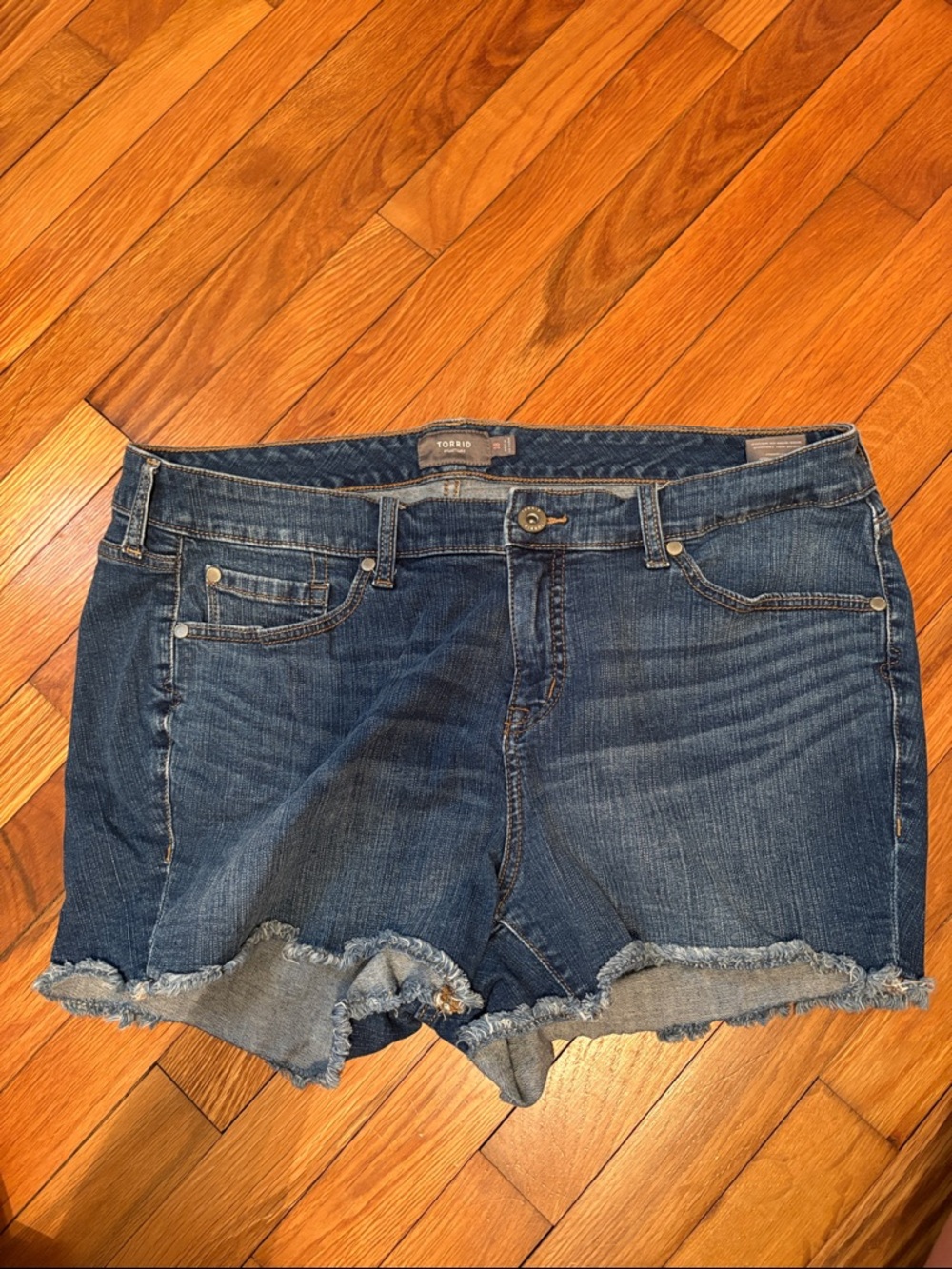 torrid Blue Denim Frayed Hem Jean Shorts
